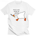 HOT SALE Untitled Goose Game Peace Never Choose T-shirt Short Sleeve Summer Funny Casual Shirt Graphic Clothing T-shirt