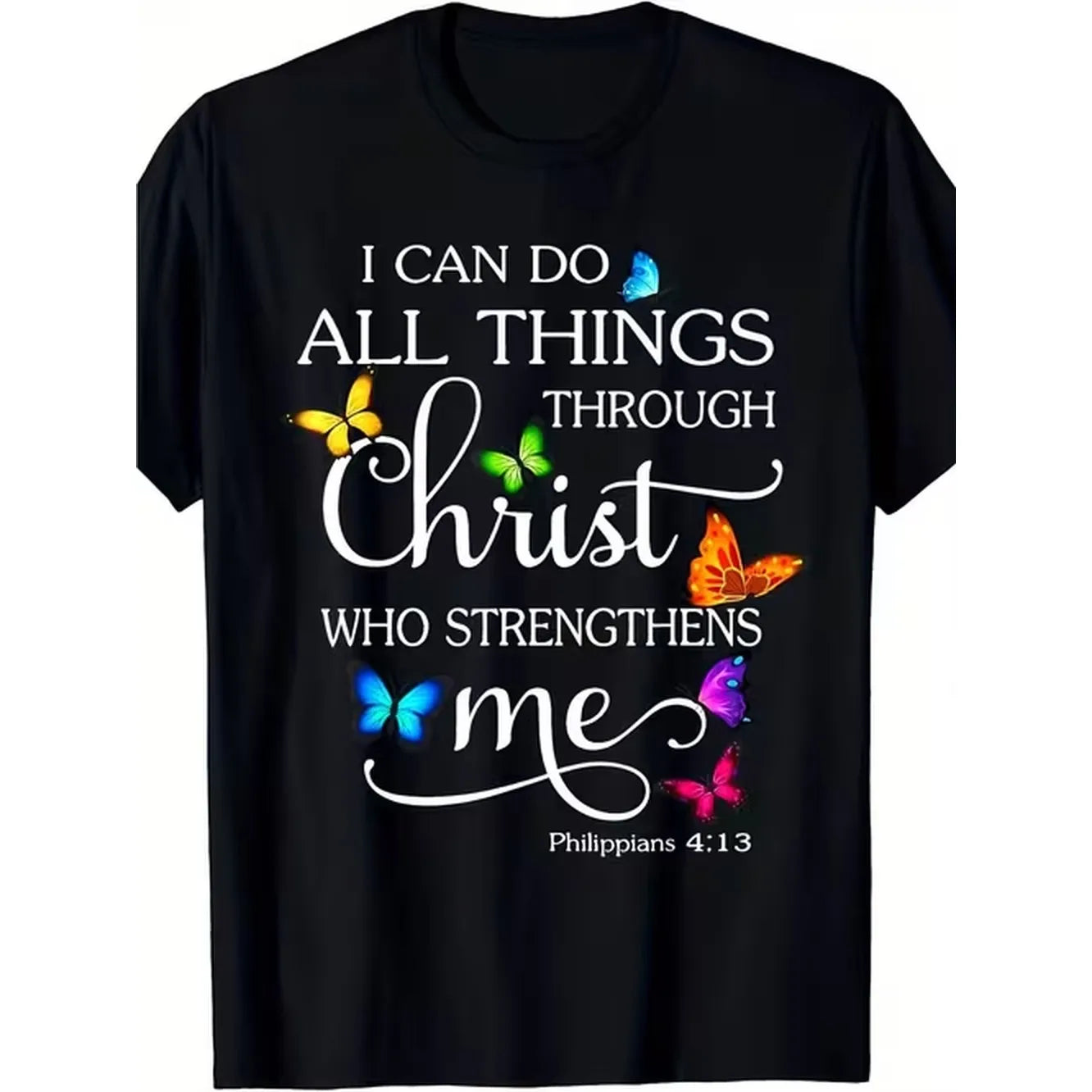 item picture 1pc all things through christmas casual cotton t shirt for men couple matching crew neck top with stretch knit fabric regular fit casual wear with festive pattern 180 for christmas