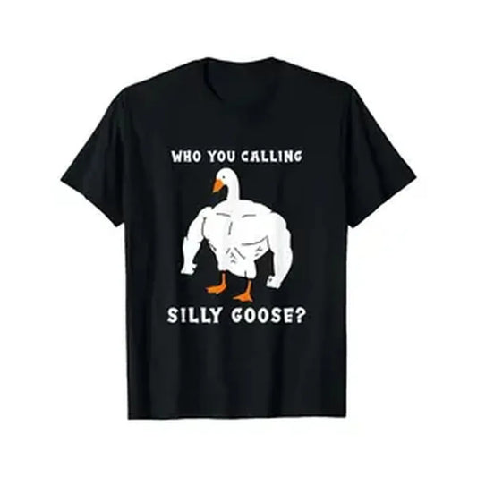 Silly Goose" Funny Gym Meme T-Shirt, Comfortable Fit, Muscular Goose Graphic, Ideal For Casual Wear & Holiday Gifts