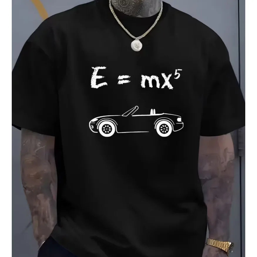1pc Men's Casual Summer Graphic T-Shirt Regular Fit, Round Neck Car Design Breathable & Comfortable for Casual Attire T-Shirt
