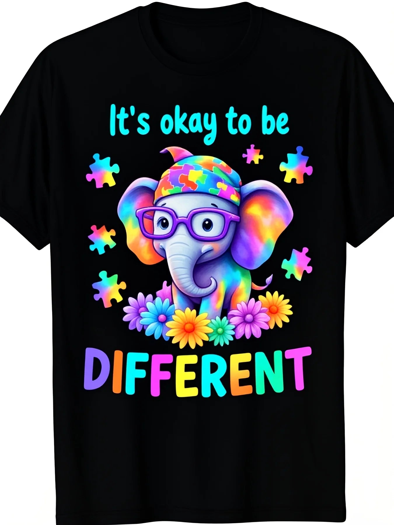 It's Okay to Be Different Autism Awareness Cute Elephant Tee T Shirt Youth Sport Style Comfortable Trendy Streetwear for Men Perfect for Training Running and Everyday Outfits Crew Neck Apure Breathable Sweatwicking and Soft Suitable for Daily