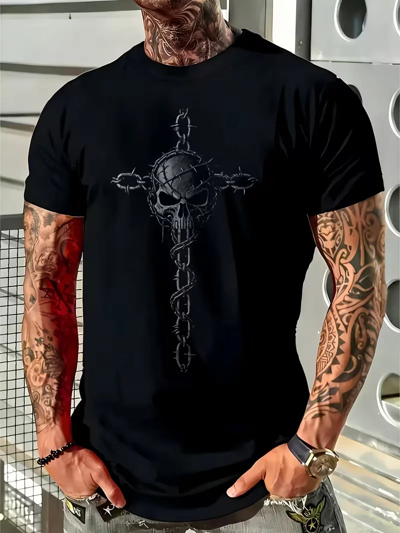Men'S T-Shirt {Flame Skull Design} Great for Casual Wear At Home, Outdoors, or The Gym T-Shirt
