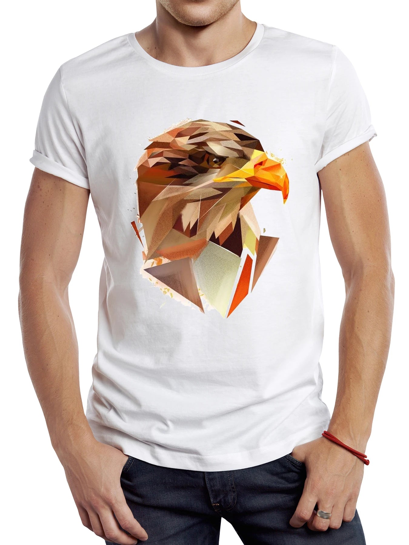 Korean-style Three-dimensional Print Vintage Geometric Fox Men T Shirt Casual Owl Male Tops Hipster Retro Pixl Wolf Printed Tee