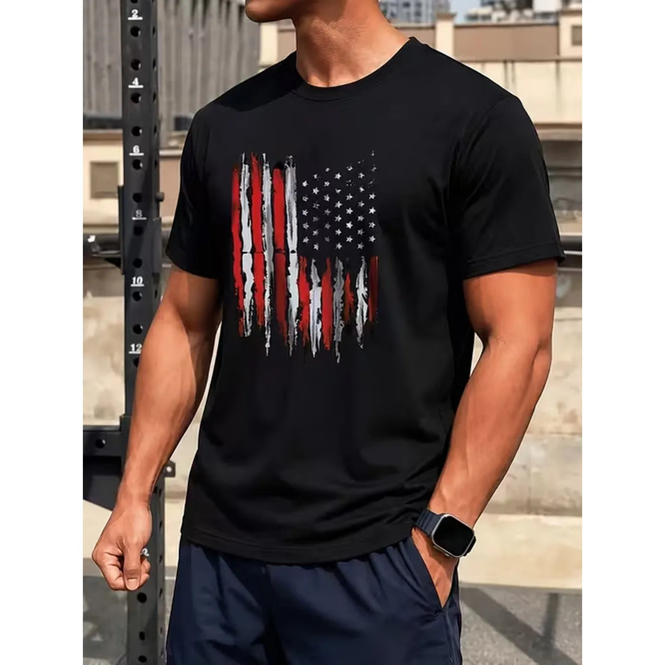 item picture mens distressed american flag graphic t shirt 2026 summer short sleeve tee 220g lightweight printed shirt casual fitness workout t shirt for gym running everyday wear
