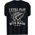 Men's Short-Sleeve Crew Neck Sports Top - Lightweight, Loose Fit, Smooth, Soft, Seamless, Machine Washable, Foldable, I Still Play With Blocks Car Mechanic Motor Engine Graphic, Grey, Green