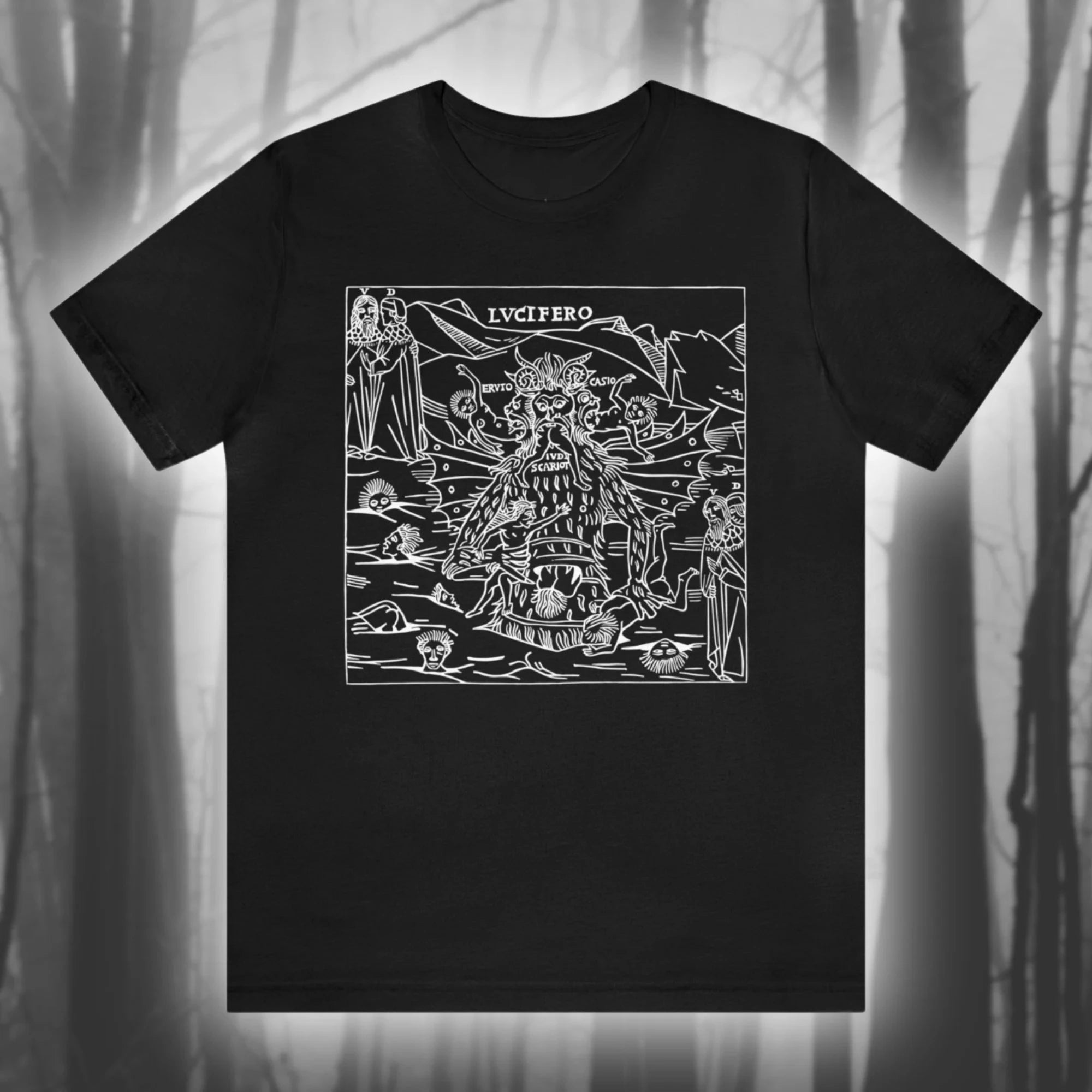 HOT SALE LVCIFERO II Lucifer Shirt Satan T-shirt Demon Satan Mystic Retro Devil Gothic Unisex Jersey Short-sleeved T-shirt