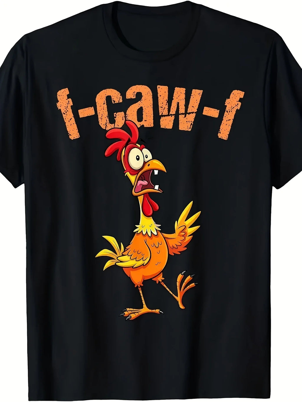 Mens Funny Chicken I-Caw-I Graphic T-Shirt Casual Short Sleeve Round Neck Tee with Cartoon Rooster Print Breathable All-Season Comfort Humorous Novelty Gift for Casual Attire Themed Part Same Style for Men and Women 2025-2026 Summer Short-sleeved