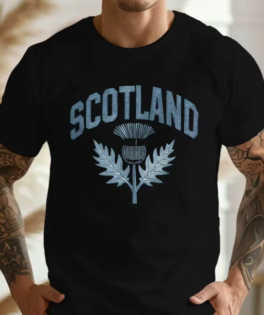Plus Size Men's Thistle Scotland Graphic Print Short Sleeve T-Shirt - Trend Casual Tops for Big & Tall Guys  T-Shirt