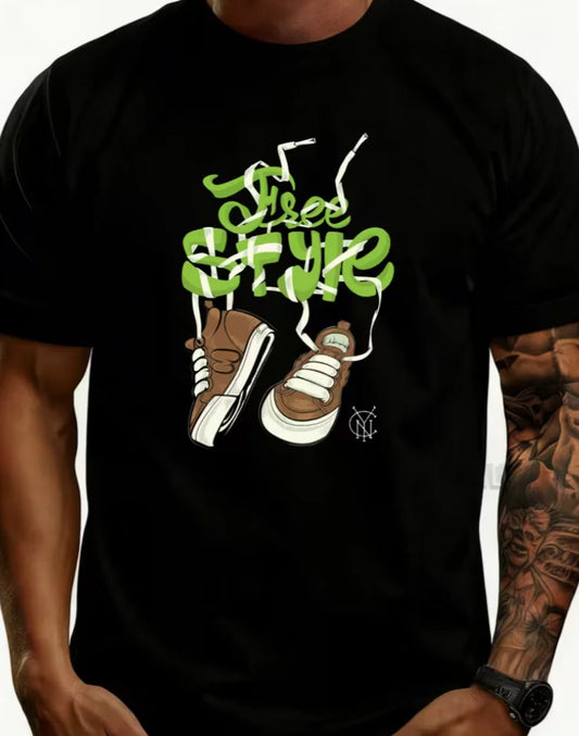 Casual Streetwear Style Men's T-Shirt Shoe Art Design Summer Spring Wear Gift for Sneaker Enthusiasts and Urban Fashion Lovers
