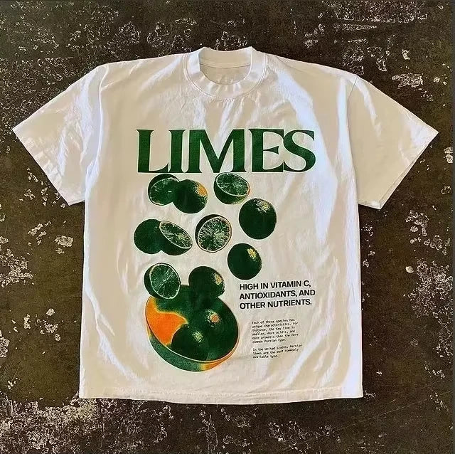 2025 Summer Fashion Tee Men Women Cotton T-shirt Y2K Loose Street Letter Print Short Sleeve Casual T-shirt  Retro Harajuku Top