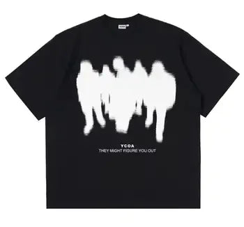 Unisex Blurry Figure Graphic T Shirt Fashion YCOA Letter Print Crew Neck Short Sleeve Casual Tee Streetwear Style For Men Women Tops