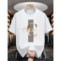 Men'S Casual Calvin Graphic T-Shirt - Bold Letter Print with Black Stripes & Golden Accents, Breathable Round Neck Summer Streetwear, Machine Washable, Comfortable Everyday Fashion Tee, Everyday Tshirt|Bold Letter Print|Comfortable Fit, T Shir Cotton