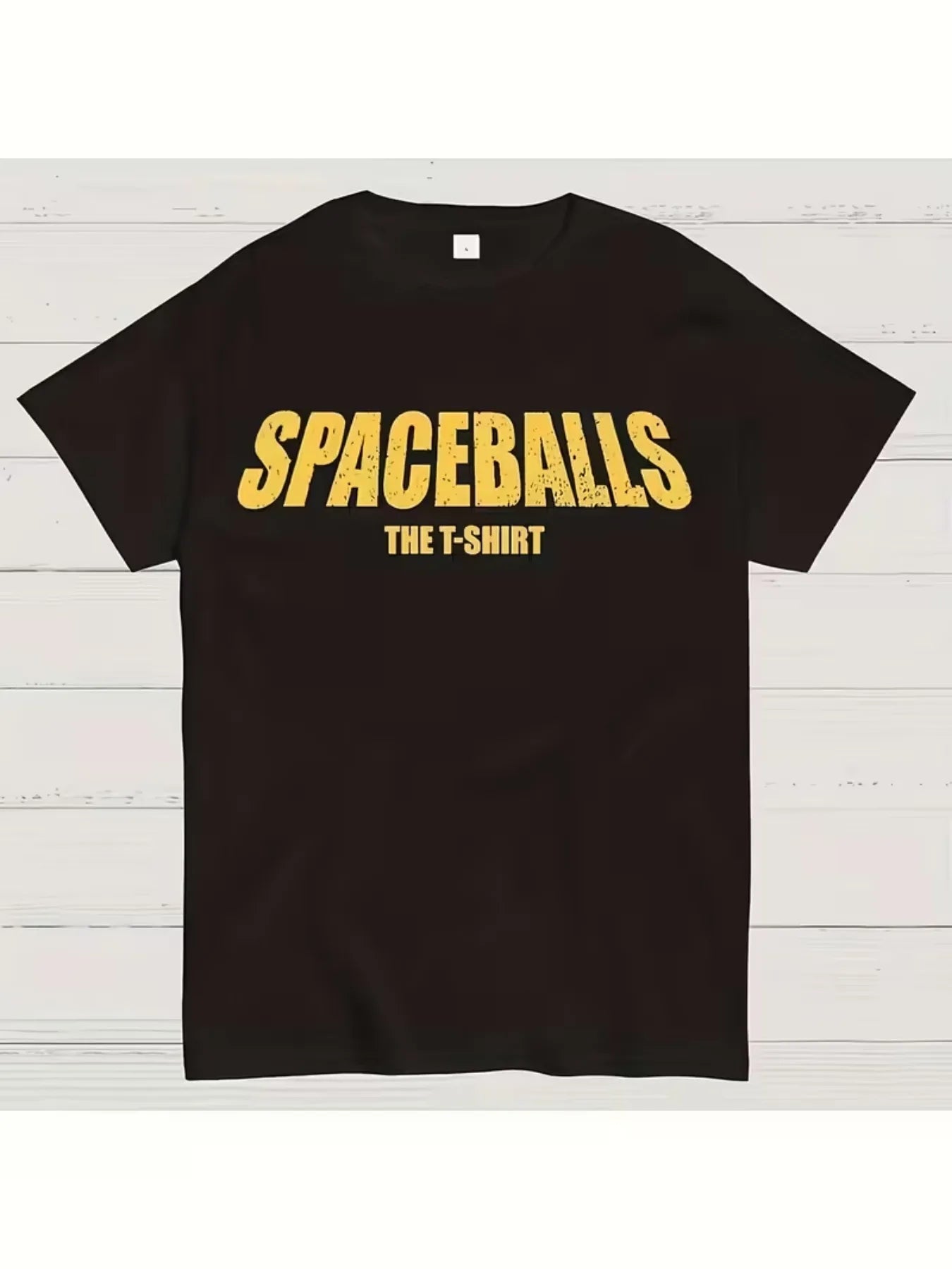 Space Ball Graphic T-Shirt - Vintage Distressed Crewneck with Iconic Retro Print & Yellow Design - Suitable for Casual Wear, Gifts for Humor Lovers, Machine Washable Apparel for Daily Outfits and at Home