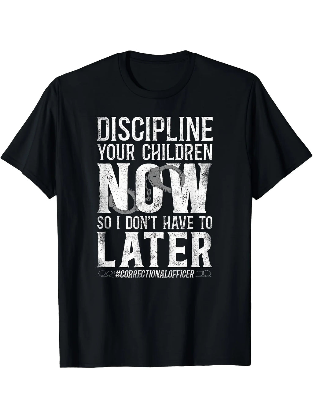 Men's Cotton Correctional Officer T-Shirt - Casual Round Neck, Stretch Fabric, Machine Washable - All Seasons Printed Tee, Classic Retro Style, Round Neck Short Sleeves, Machine Washable, Ideal for Casual SportWear, Comfortable Tee Graphic Print