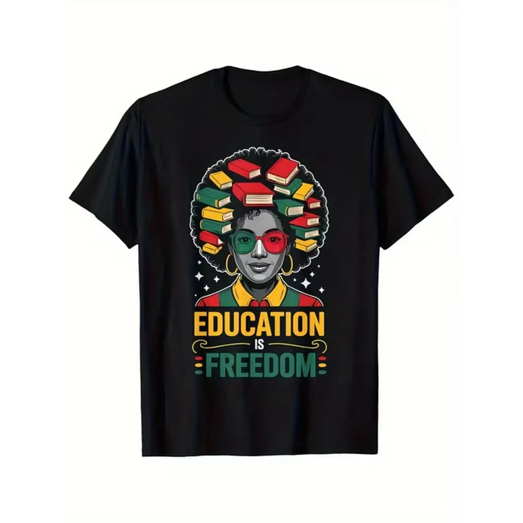 item picture education african month t shirt heavyweight 180gsm cotton tee with education graphic print relaxed fit black shirt for cultural celebration for mens sizes xxxxxxl ideal for educators