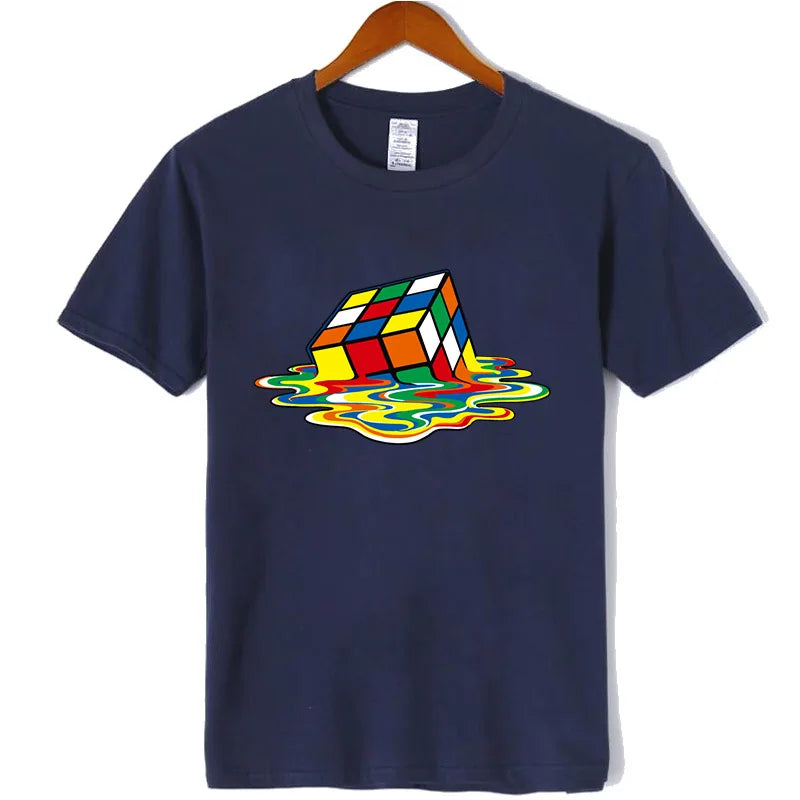Summer T-shirt High Quality Soft and Comfortable Cotton Magic Square Print O Collar Men's T-shirt Casual Cool Hip Hop T-shirt