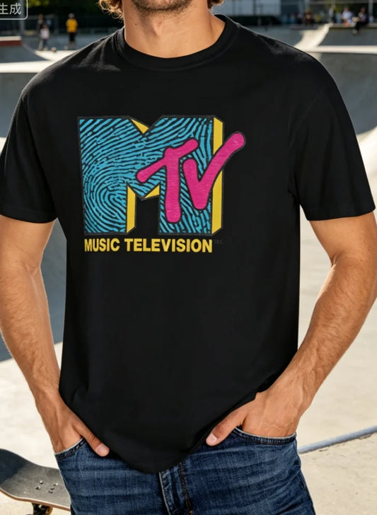 TV Print Men's Crew Neck Short Sleeve Sports T-shirt Comfortable and Versatile Summer and Spring Comfort Fit T-Shirt As Gifts