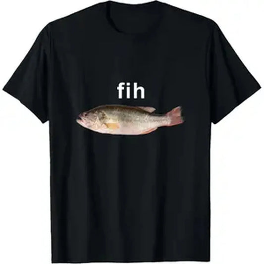 [Cotton] "Fih" Funny Misspelled Fish Meme, Simple Humor T-Shirt