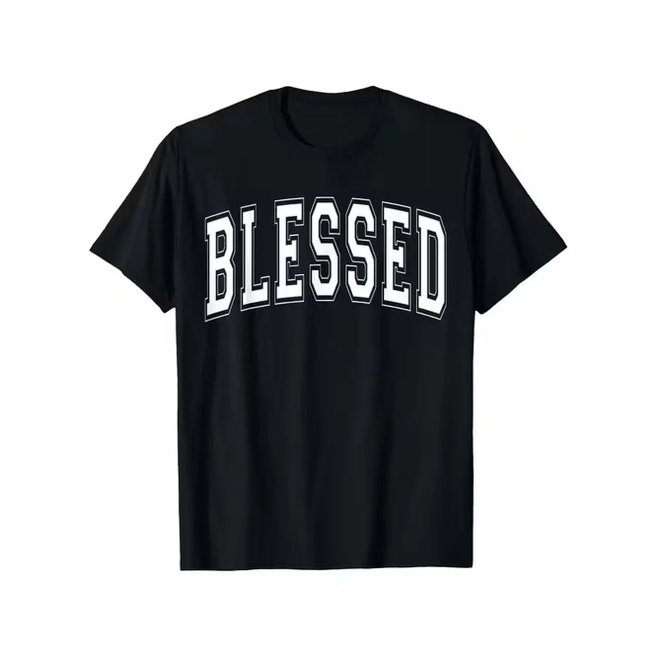 item picture mens christian blessed t shirt with blessed print verse soft comfortable black with white lettering church outfits spiritual gift apparel for men casual wear short sleeve round neck casual christian clothing