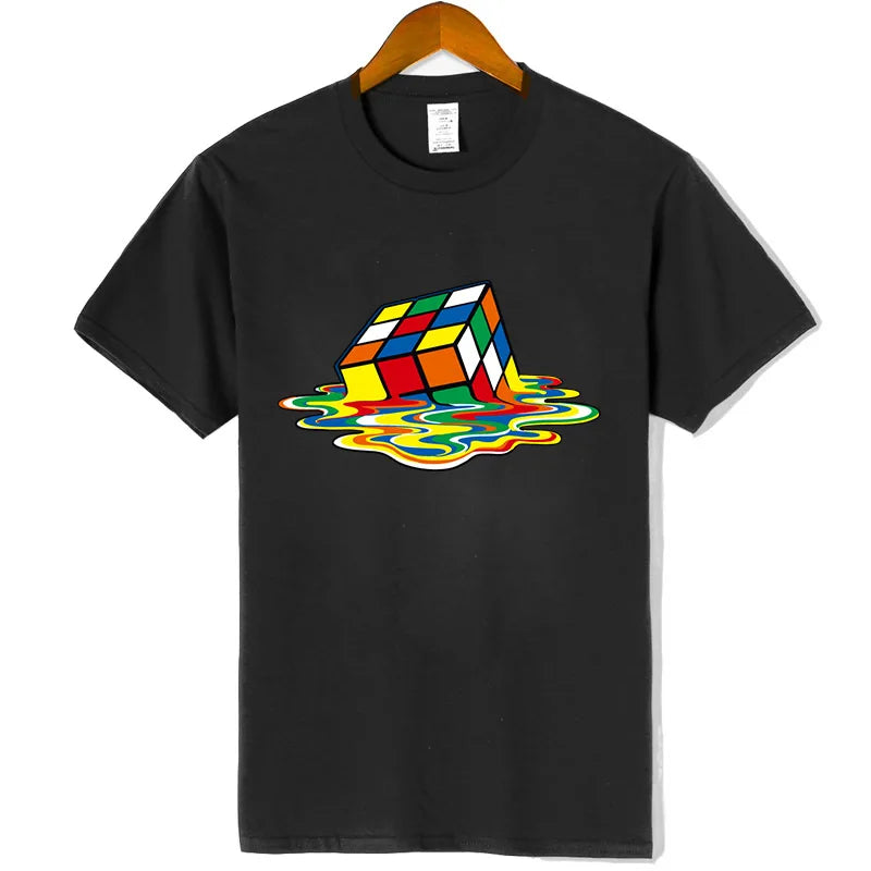 Summer T-shirt High Quality Soft and Comfortable Cotton Magic Square Print O Collar Men's T-shirt Casual Cool Hip Hop T-shirt
