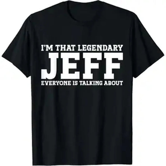 Unisex 'My Name is Jeff' Funny Graphic Sports Top, 100% Cotton Casual Crew-Round Neck Streetwear Tee, Draped Classic Loose Fit Short-Sleeve Menswear Style Shirt, Made in USA