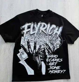 Y2k Harajuku Streetwear Men's New Summer Fashion Short Sleeved Cartoon Print Design Shirt Retro Hip Hop Trend Oversized T-Shirt