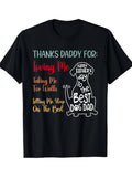Durable and Fun Dog Dad Father's Day T-Shirt, Black Humorous Thank You Dad Print T-Shirt with Playful Dog Pattern, Soft Breathable Fabric, Regular Fit, Short Sleeve Round Neck, Dog-Loving Dads, Men's Printed T-Shirt, PLUS SIZE