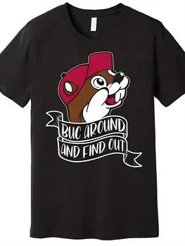Buc Around and Find Out Men's Premium Cotton Streetwear T-Shirt Harajuku Men Clothing Graphic T Shirts Oversized Streetwear