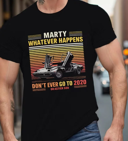 Plus Size Men'S Summer T-Shirt MARTY with Vintage Car Short Sleeve Tees Trend Casual Tops for Daily Life, Big and Tall Guys