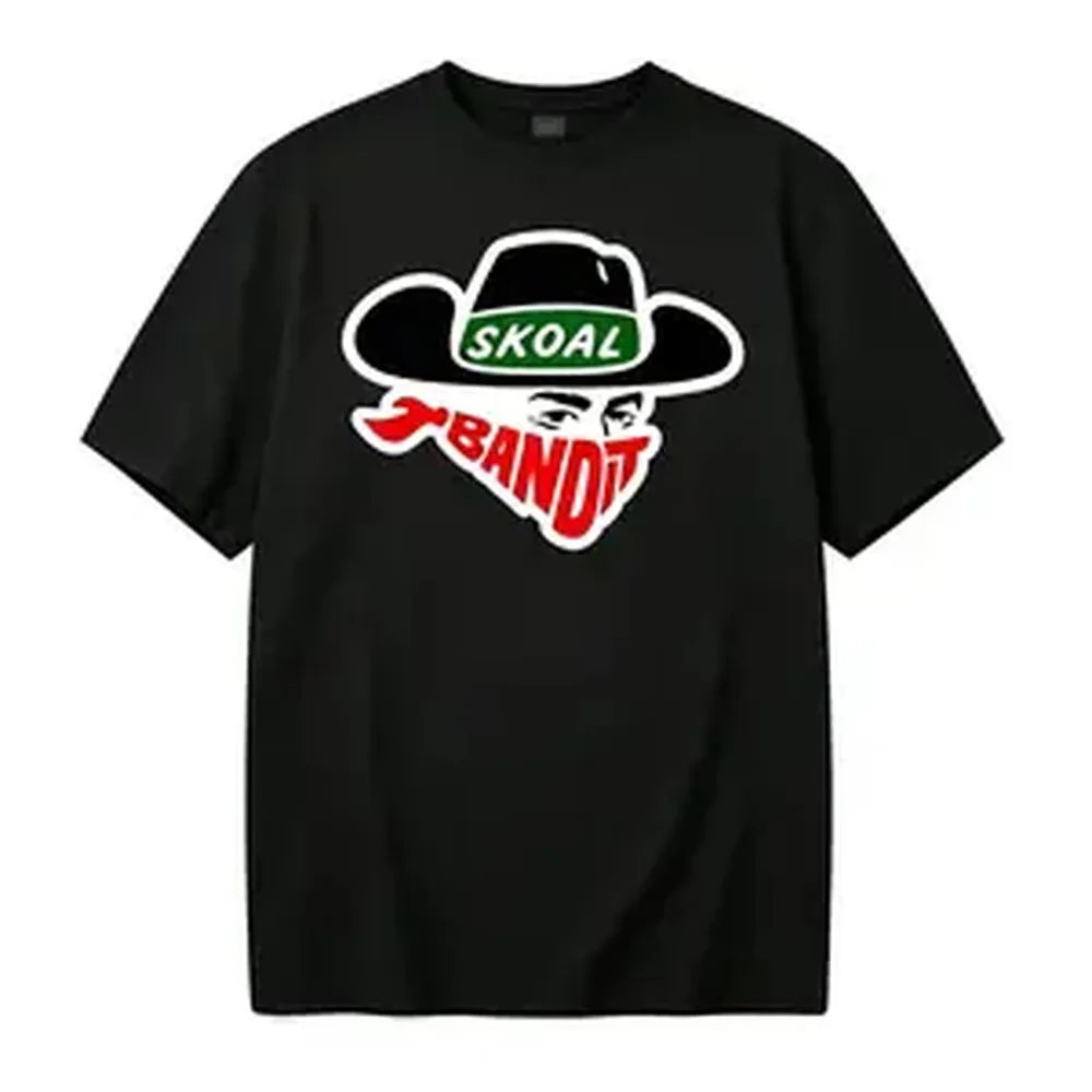 Racing Graphic T-Shirt – Retro Outlaw Cowboy-Inspired Logo Design with Bold Bandana & Black Hat Art, Soft Oversized Tee for Motorsports Fans and Country Music Culture Style