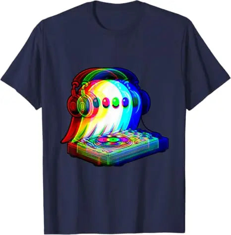 HOT SALE House Music Ghost Dj Optical Illusion EDM Halloween Rave Dj T-shirt Humor Funny Rock Graphics Outfit Short Sleeve Top