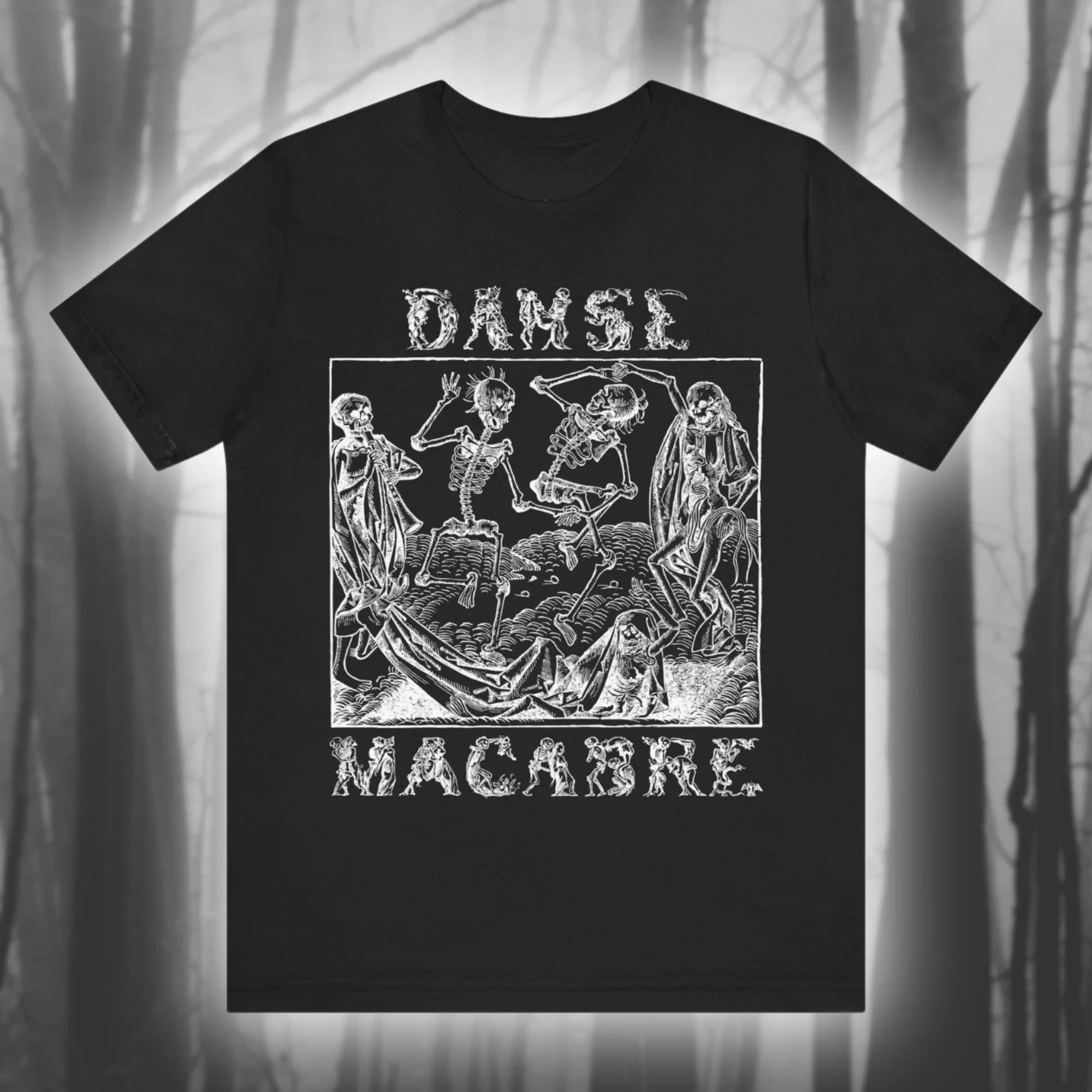 Dance of Terror Gothic Art Shirt Dance of Death T-shirt Goth T-shirt Mementos of Death Ghost Unisex Jersey Short-sleeved T-shirt