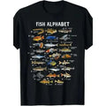 Men Fish Alphabet Graphic T Shirt Smooth Cotton Crew Neck Short Sleeve Funny Fisherman Humor Casual Seamless Tees Tops
