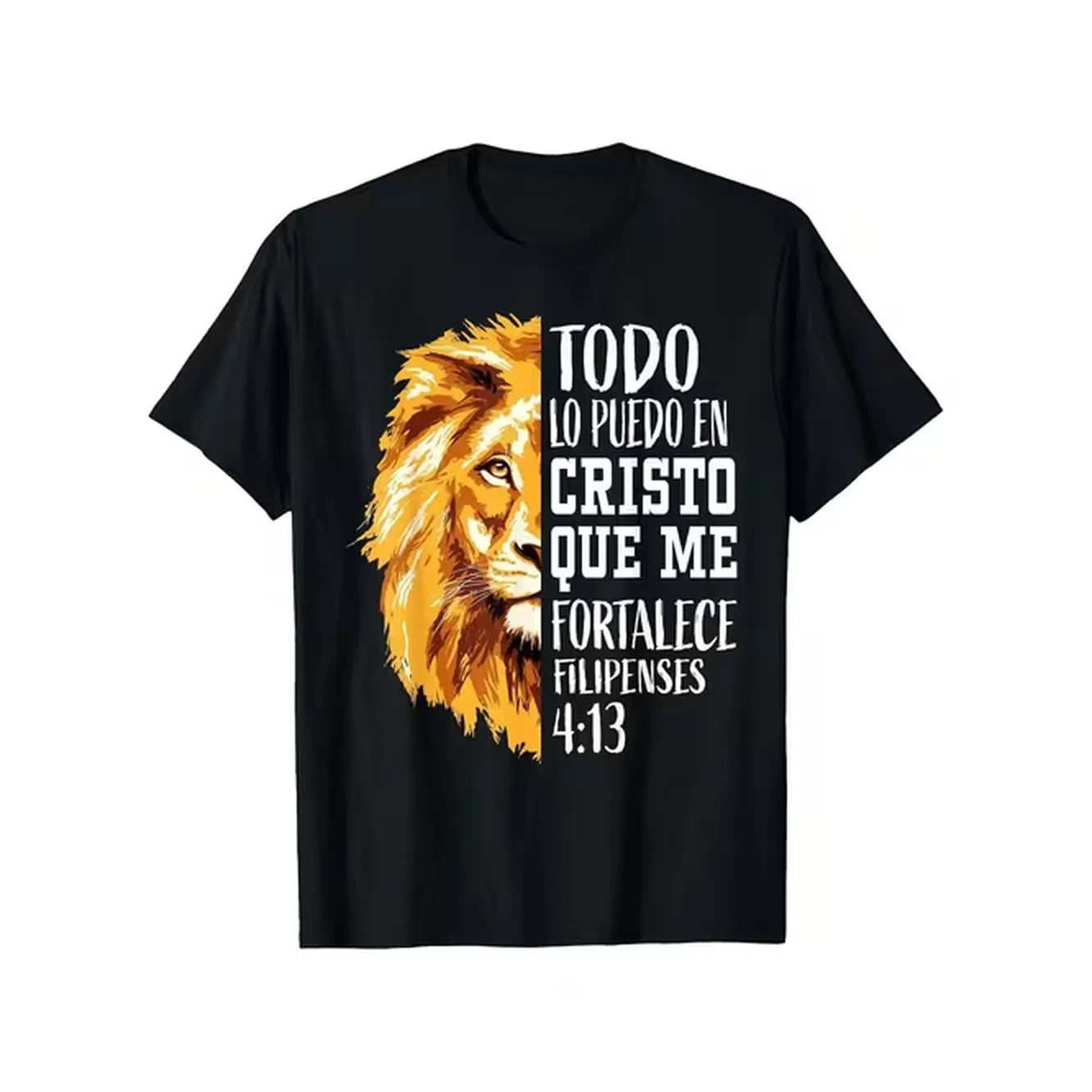 item picture mens black t shirt with inspirational spanish christian quote lion graphic todo lo en que me 4 13 casual short sleeve tee for tshirt graphic tee inspirational t