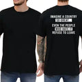 Men's Casual Streetwear Funny "Imagine A Country" Graphic T-Shirt, Soft Unisex Republican Patriotic Round Neck Top Gift