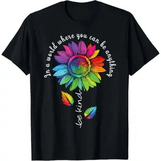 Rainbow Sunflower Be Kind Gay Love Pride Flower T-Shirt
