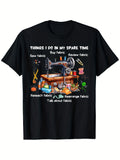 Things I Do In My Spare Time Funny Sewing Quilting T-Shirt, 180g 100%, Christmas, New Year, Easter, Thanksgiving, Halloween Gift for Family or Friends Women Men, Classic Retro Style, Round Neck Short Sleeves, Machine Washable