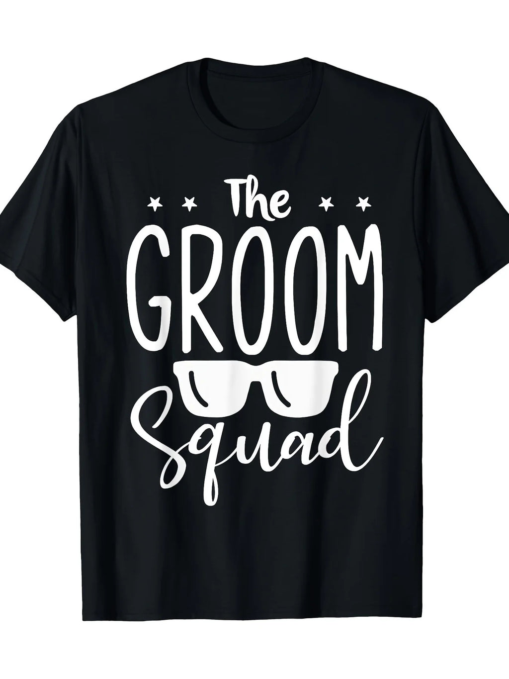 Men'S Groom Squad T-Shirt, Pattern Casual Black T-Shirt, Suitable for Wedding Parties, Washable, Bride And Groom T-Shirts