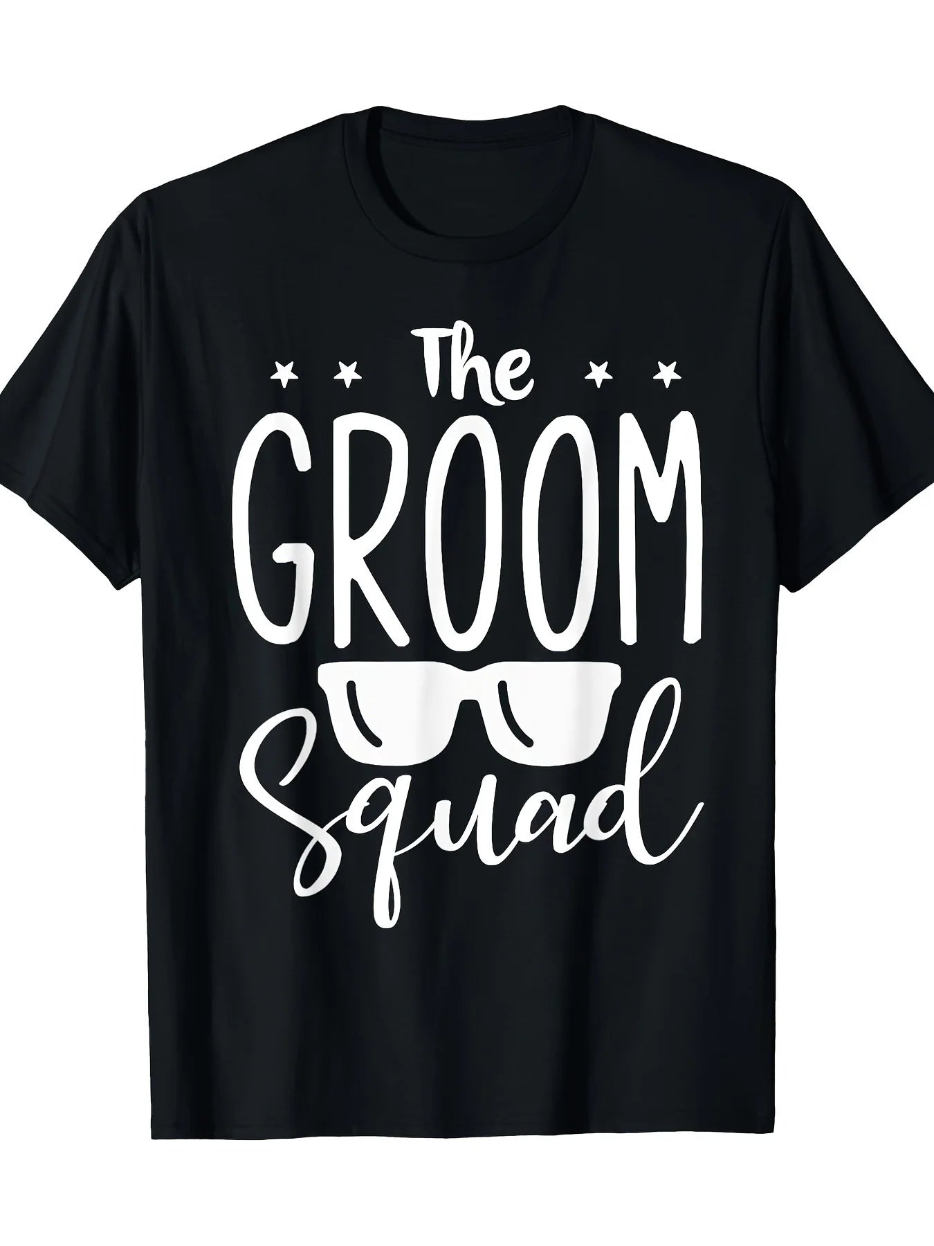 Men'S Groom Squad T-Shirt, Pattern Casual Black T-Shirt, Suitable for Wedding Parties, Washable, Bride And Groom T-Shirts