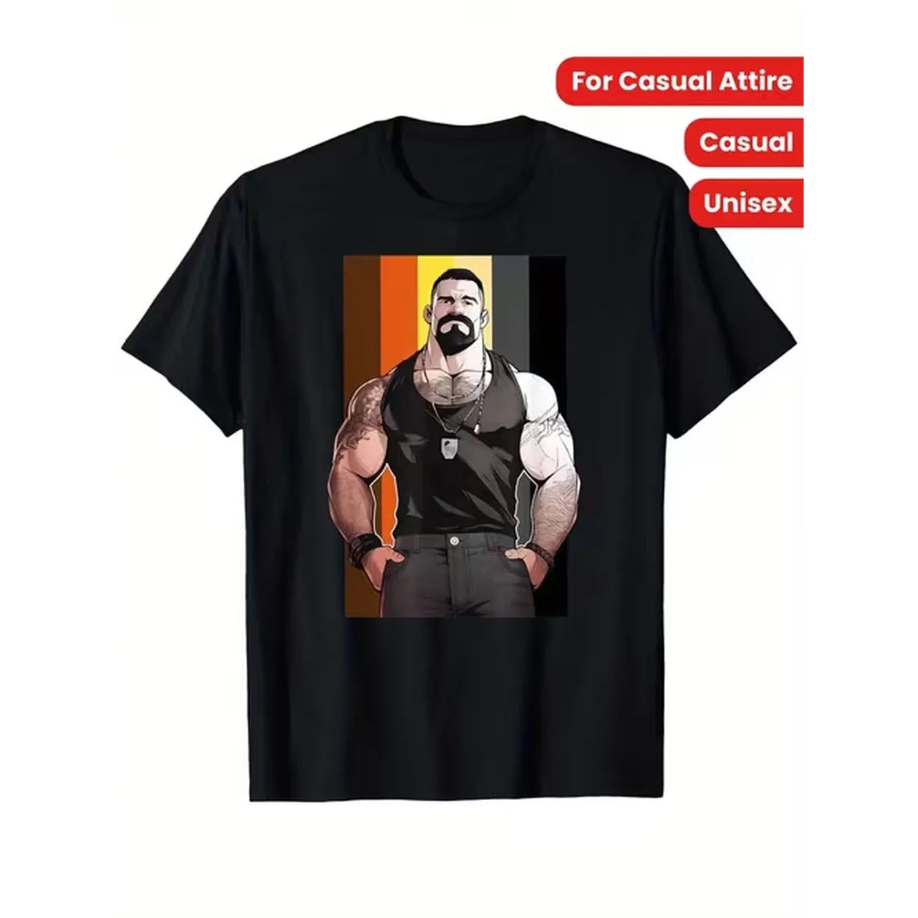item picture mens graphic muscle dad t shirt black casual tee featuring pride design short sleeve round neck digital heat transfer print regular fit for unisex youth perfect gift for casual wear