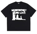 Men Women Oversized More Money More Love Graphic T Shirt Cotton Blend Short Sleeve Streetwear Trendy Casual Fashion Tees Daily Tops