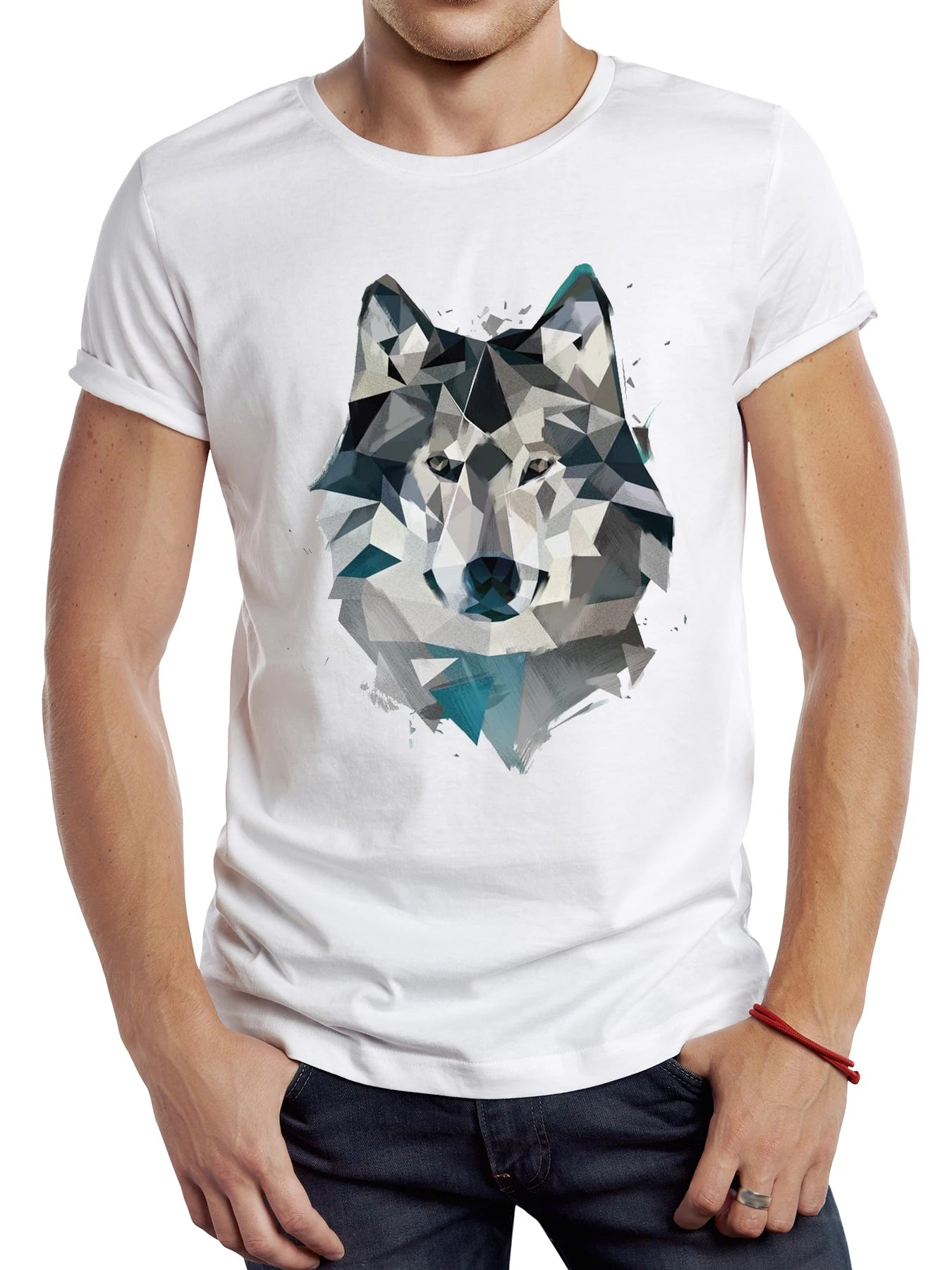 Korean-style Three-dimensional Print Vintage Geometric Fox Men T Shirt Casual Owl Male Tops Hipster Retro Pixl Wolf Printed Tee