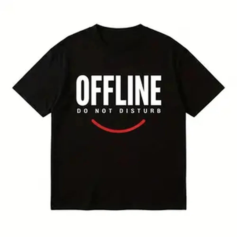 Men's casual letter printed T-shirt - striking offline print with letter decorations. Breathable crew neck, trendy summer street style, machine washable. Comfortable versatile daily fashion T-shirt. Bold print design, regular fit, pure cotton material.