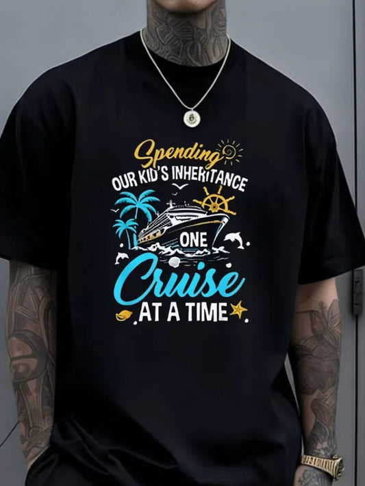 Designed for TeenagersMen's Funny Cruise Humor T Shirt Our Soft Round Neck Short Sleeve Tee Suitable Casual Wear Travel Cruis