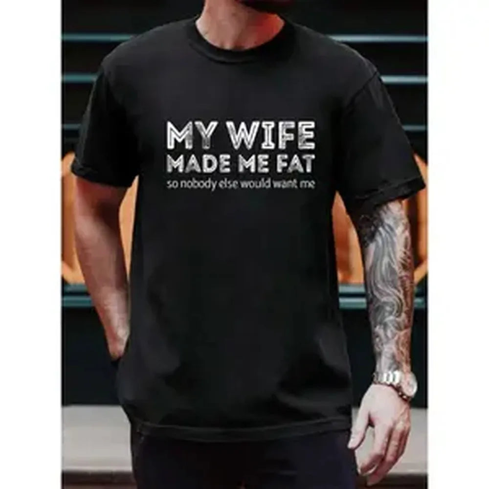 Mens Cotton Graphic T-Shirt - Classic Soft Short-Sleeve Sports Top, Funny Casual Husband Quote Clothes with Minimalist Typography