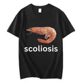 Scoliosis Shrimp Meme T-shirt, Unisex Casual Streetwear Graphic Print, Soft Smooth Cotton Fabric with Seamless Crew Neck
