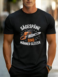 "SￄGESPￄNE" T-Shirt Chainsaw Print Workwear Style Men'S Top