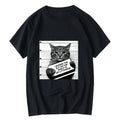 HOT SALE Funny Crime Cat Print Casual O Collar Loose Men T Shirt Summer Humor Unisex Short Sleeve Casual Creative Streetwear Top