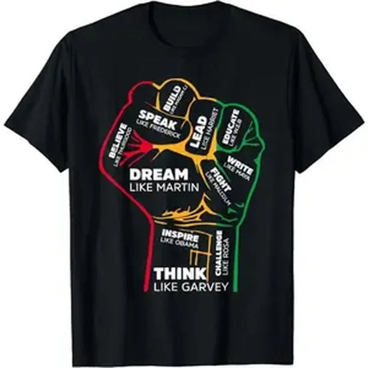 Cotton Inspiring Black Leaders Power Fist Hand Black History Month T-Shirt[Cotton] Golf Gift T-Shirt For Men And Women