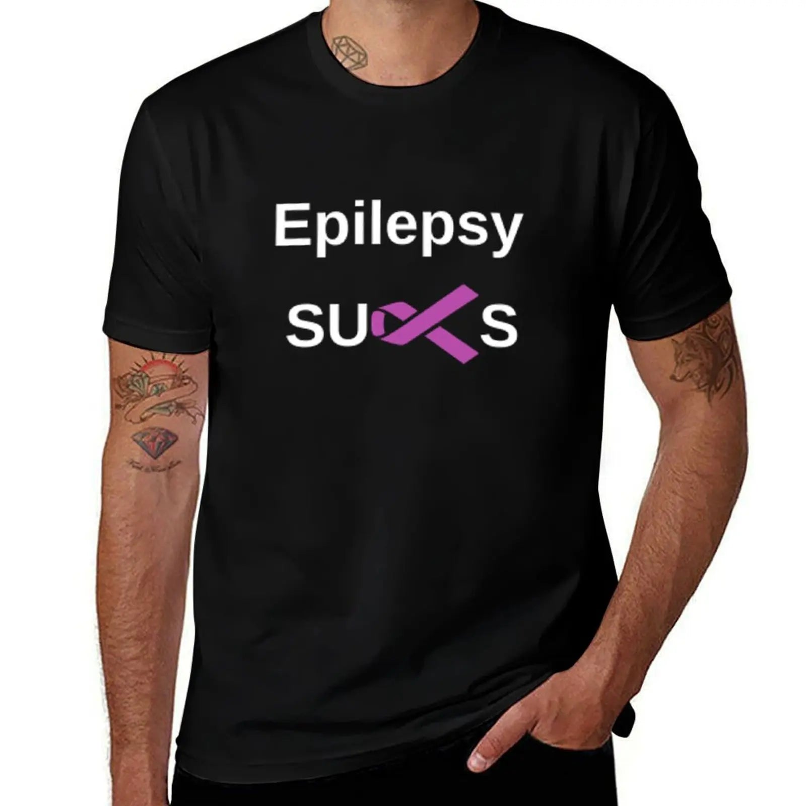 HOT SALE End Epilepsy Seizure Free Living Epilepsy Sucks Printed T Shirt Soft and Comfortable High Quality T-shirts Custom